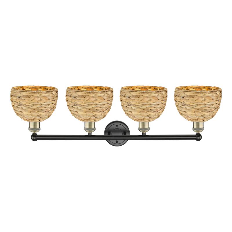 Innovations Lighting Endless Possibilities Edison - Woven Rattan - 4 Light 35" Bath Vanity Light