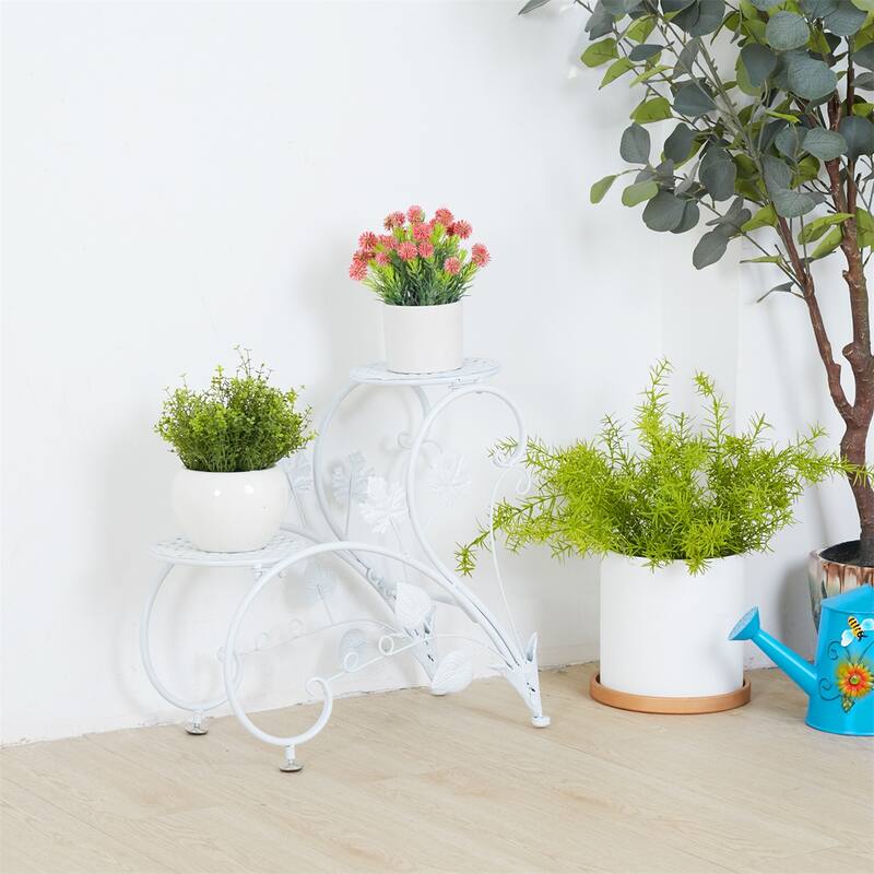 4 tiers Metal Flower Stand for Multiple Plants Corner Tall Flower Holders for Patio Garden Living Room Balcony Bedroom
