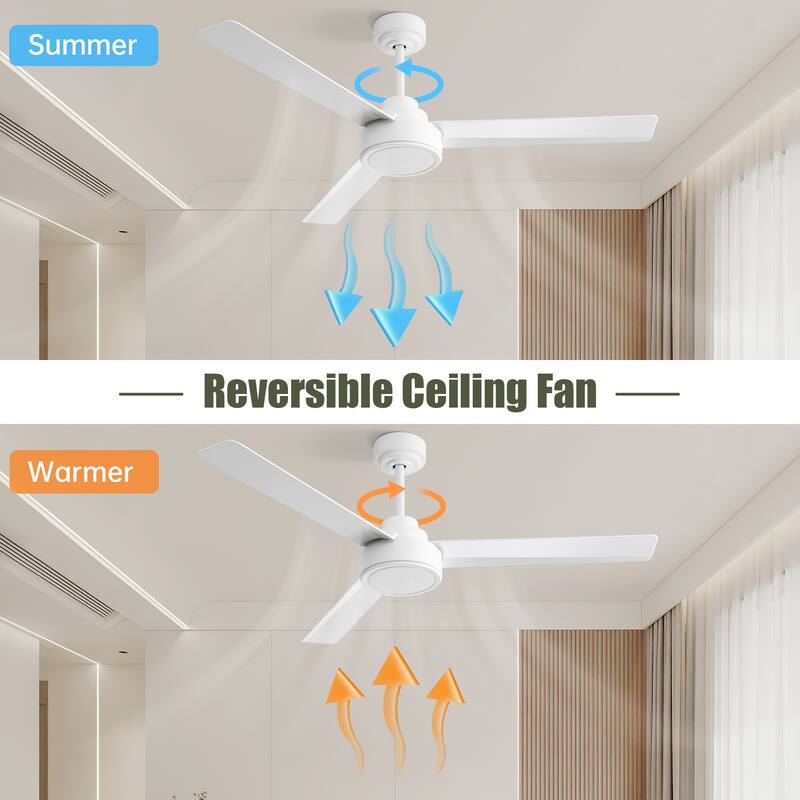 52" Ceiling Fan Without Light for Living Room Bedroom Kitchen