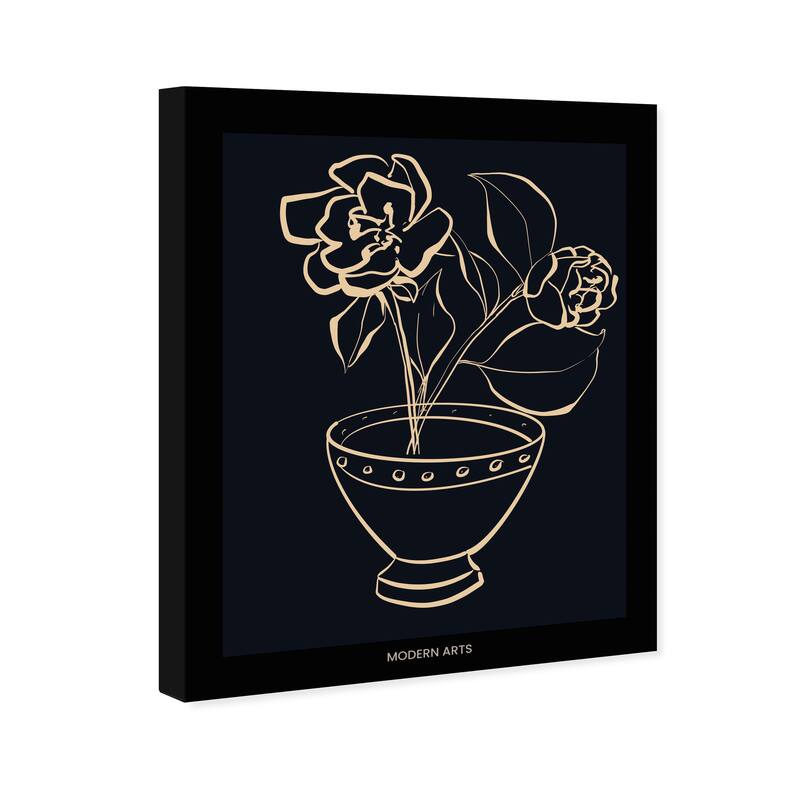 Wynwood Studio Canvas Floral and Botanical Modern Floral Art II Black and Modern & Contemporary Wall Art Canvas Print