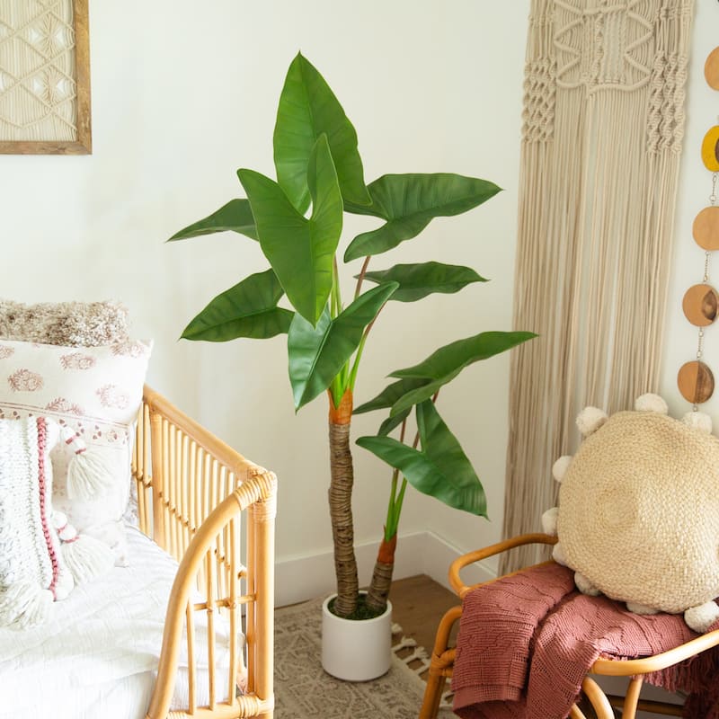 Arrowhead Philodendron Artificial Plant with White Planter - 5.5'