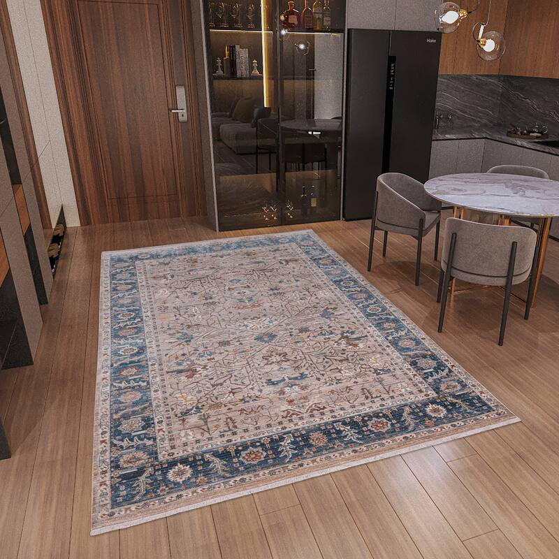 Arcelina Northam Oriental Polyester Area Rug - 3'11" x 5' - Beige