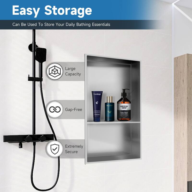 WIZ 12.8-inch W x 18.8-inch H x 4-inch D Stainless Steel Shower Niche