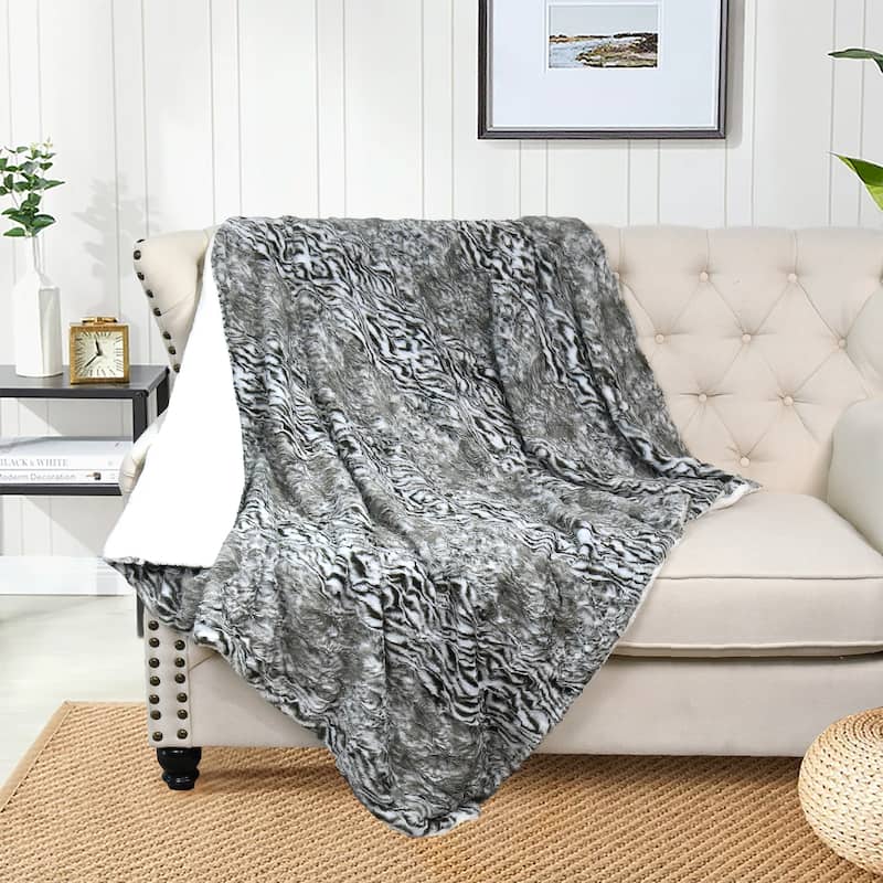 Victoria FauxFur Reversible Sherpa Throw - 50" x 60"