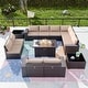 preview thumbnail 6 of 125, Kullavik 13 Pieces Outdoor Patio Furniture Set with Fire Pit Table w/ Wide Armrests