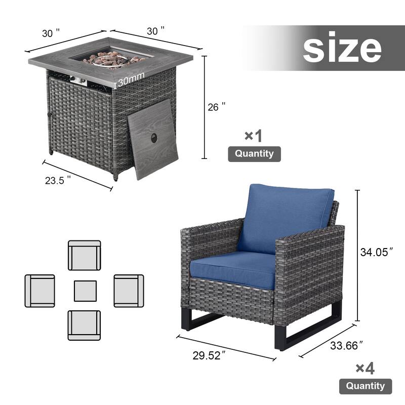 Gymojoy Outdoor Fire Pit Conversation Set, Patio Furniture with Cushions