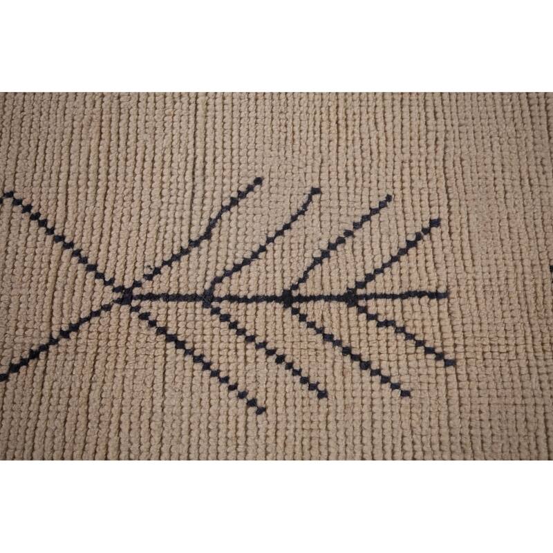 Geometric Ivory Moroccan Area Rug Hand-Knotted Wool Carpet - 5'7"x 9'5"