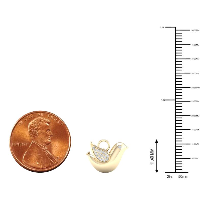 1/10ct TDW Diamond Dove Charm Pendant Necklace in Silver for Women