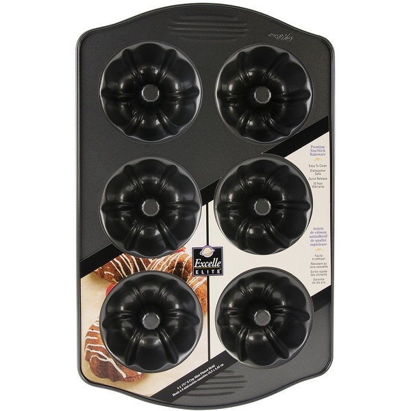 Excelle Elite Mini Fluted Bundt Pan-6 Cavity 4"X1.75"