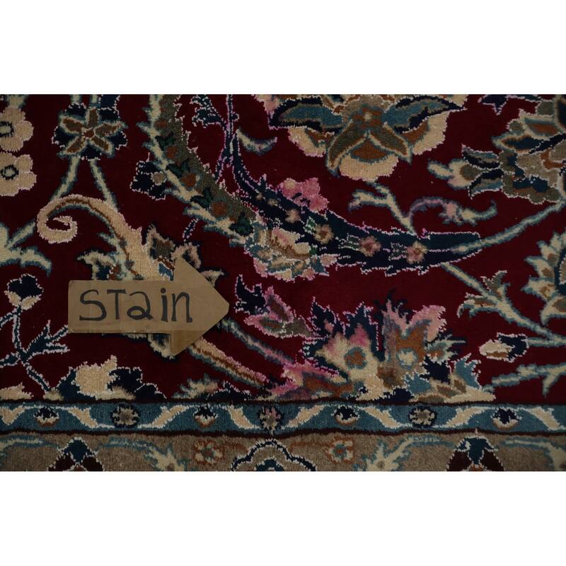 Hand Knotted Oriental 100% Wool Carpet Traditional Floral Red Nain Area Rug - 19' 0'' X 12' 10''