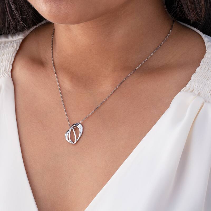 Sterling Silver Interlocking Open Teardrop Pendant, Adjustable Chain