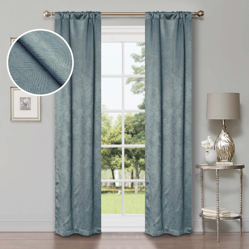 Superior Waverly Washable Room Darkening Curtains, Set of 2 Panels - 26" x 84" - Teal