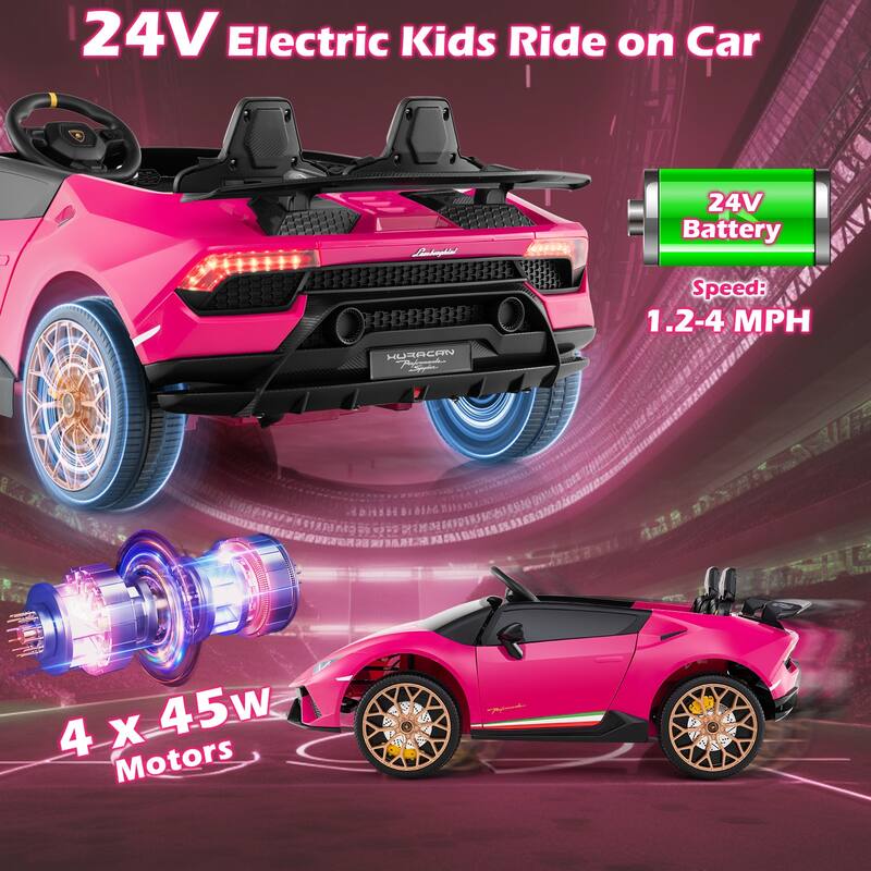 24V Battery Powered Ride-On Toy Car for Kids 3-8 with Parental Remote and Adjustable Speed - 54" x 31.5" x 19.5" (L x W x H)