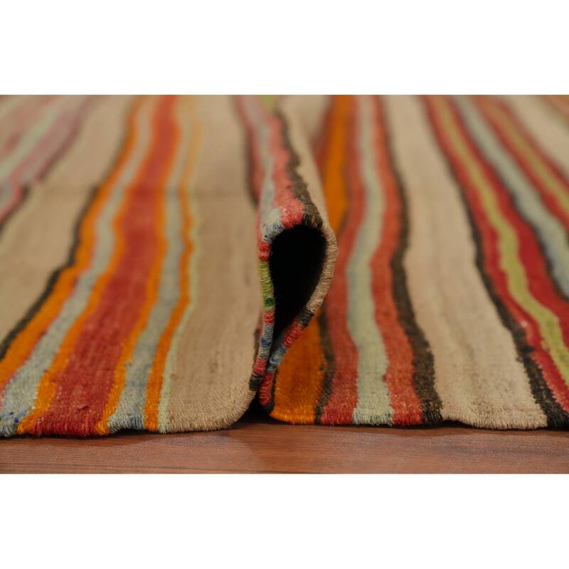 Hand Woven Oriental 100% Wool Carpet Southwestern Geometric Multi-Colored Kilim Area Rug - 7' 10'' X 5' 4''