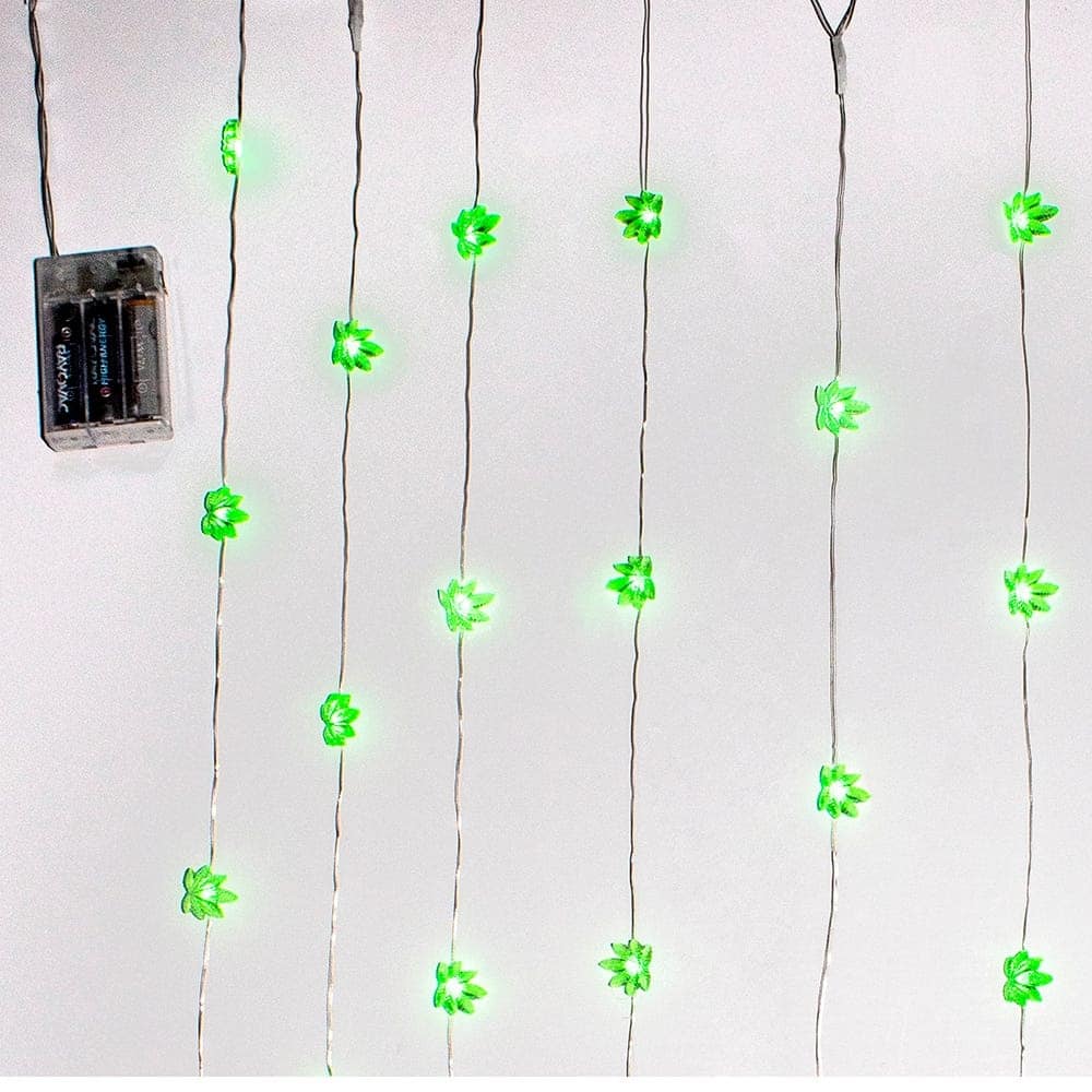 Kurt Adler 84-Light 7-Drop Battery-Operated Cannabis Cartoon Light Set - N/A