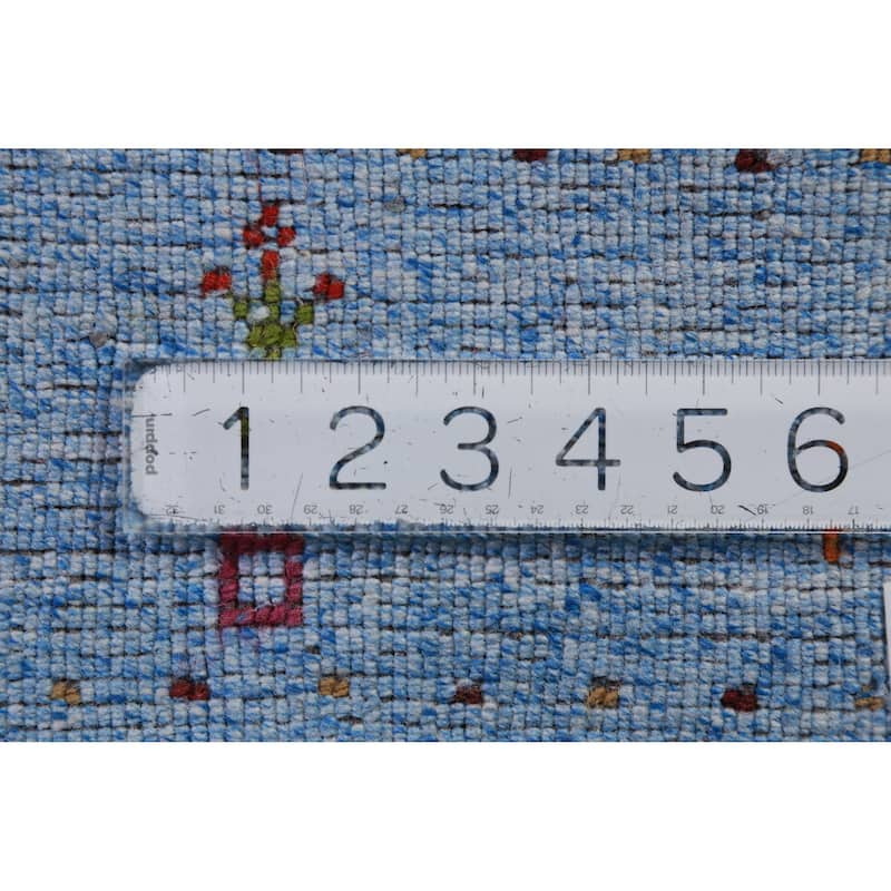 Hand Knotted Oriental 100% Wool Carpet Tribal Animal Pictorial Navy Blue & Blues Gabbeh Runner Rug - 9' 10'' X 2' 6''