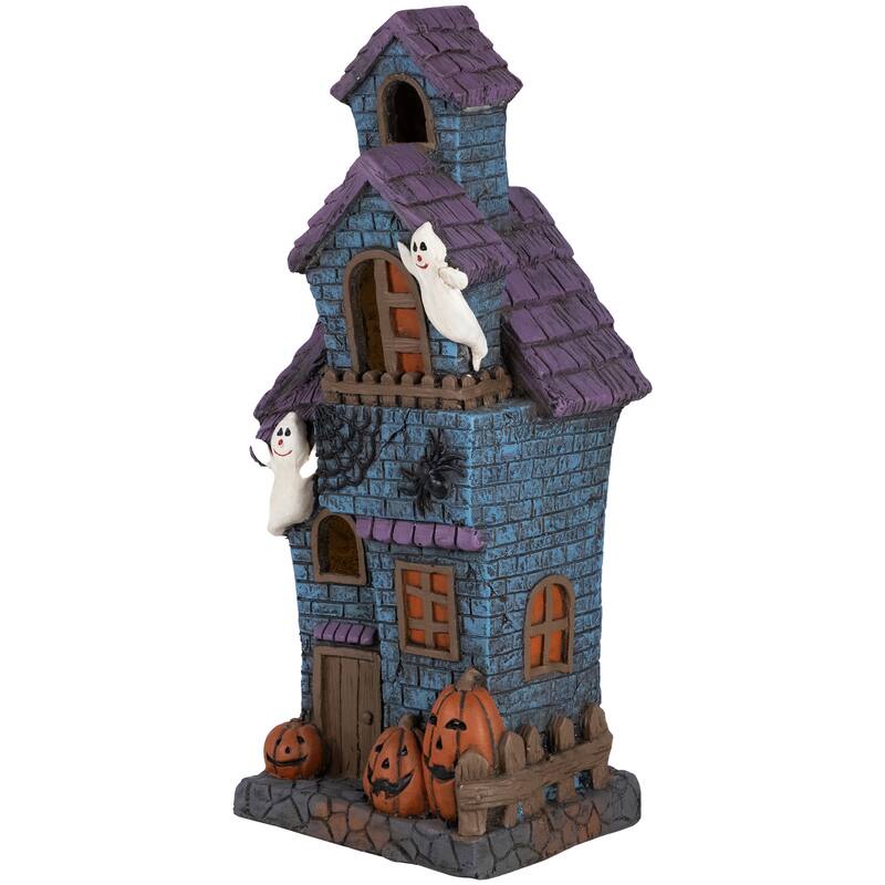 LED Lighted Haunted House with Ghosts Halloween Decoration - 22.75"