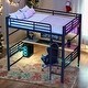 preview thumbnail 2 of 15, Full Size Loft Bed with Desk and Shelves,Smart Led Light