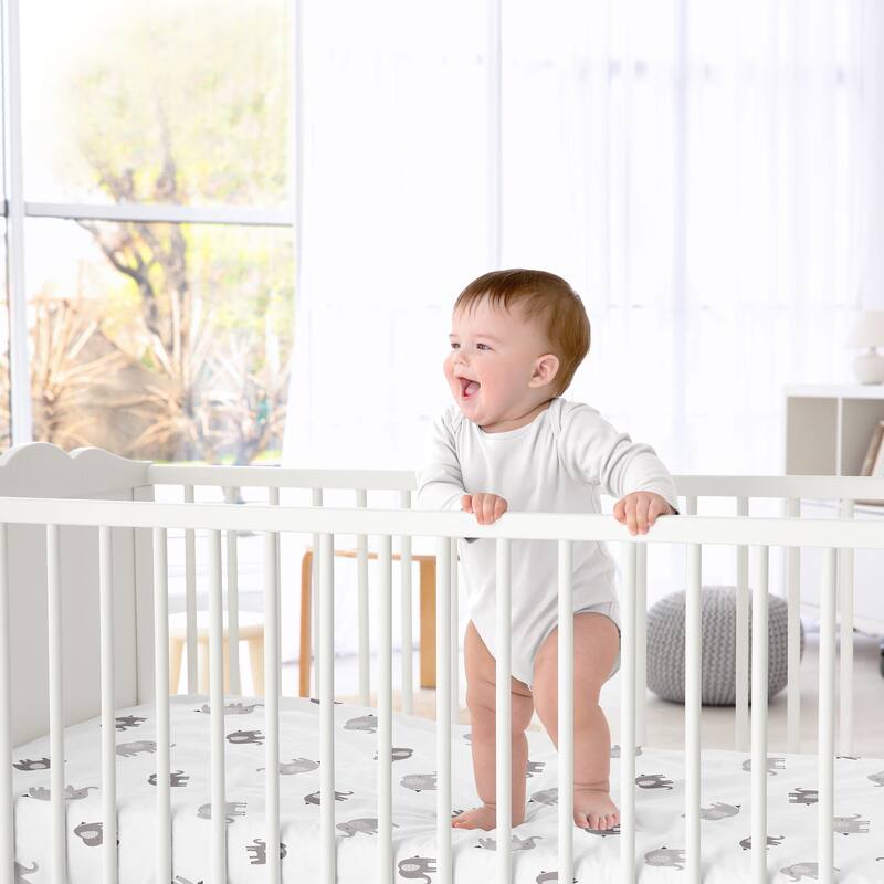 Sweet Jojo Designs Grey and White Boho Bohemian Elephant Boy Girl Gender Neutral Fitted Crib Sheet Jungle Safari Animals Modern