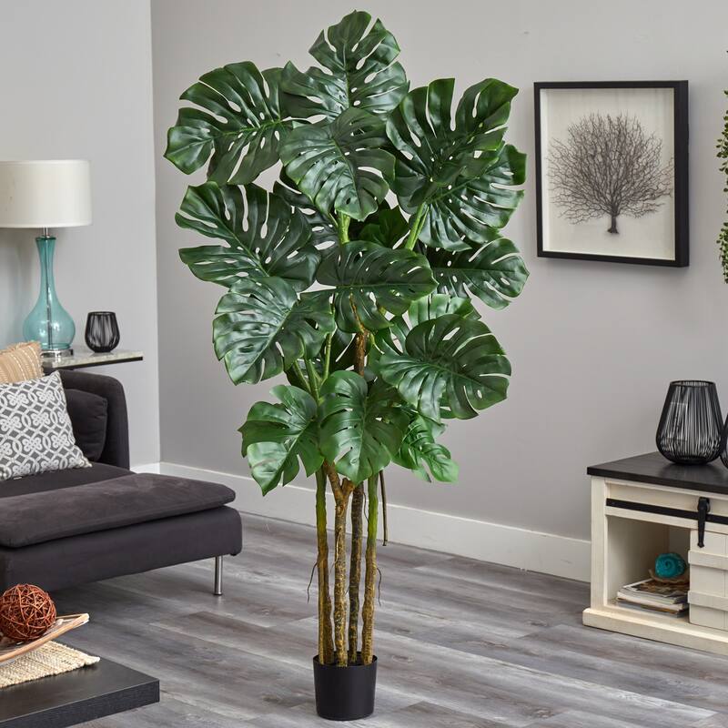 Modern Artificial Monstera Tree - 6ft Fake Plant Indoor Décor, Realistic Faux Tree, Home Office Living Room