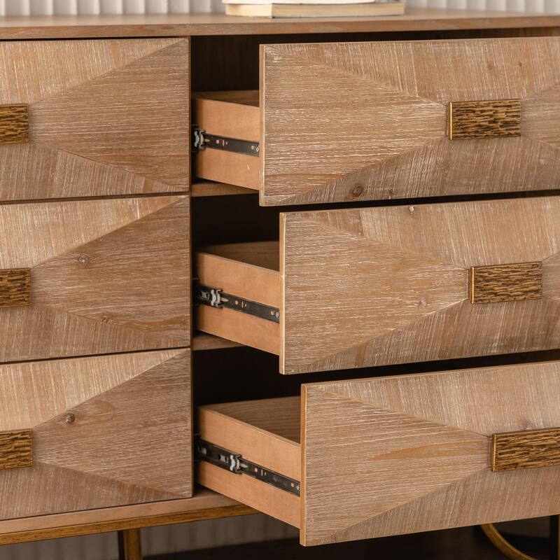 Light Wood Dresser with Metal Glide Drawers - Multi-Functional