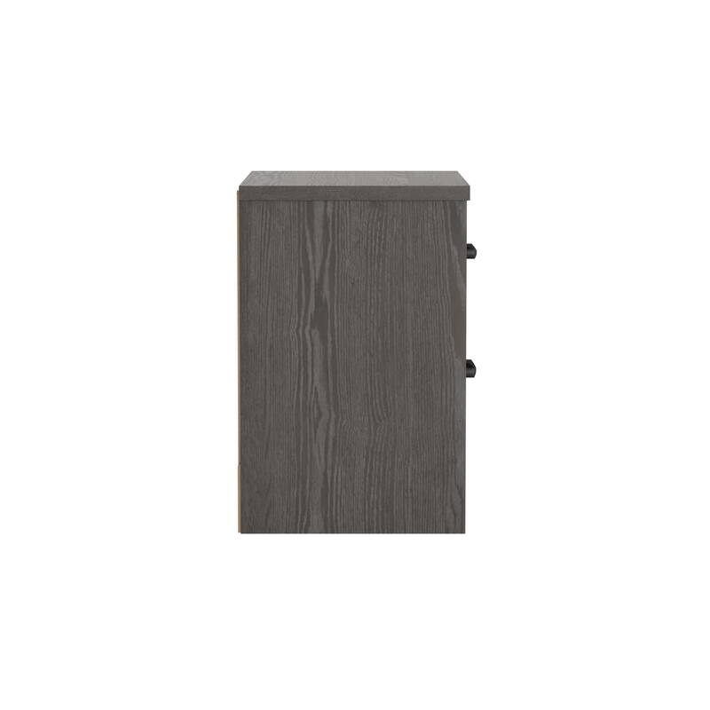 Stone Brown 2-Drawer Nightstand, Modern Farmhouse Style