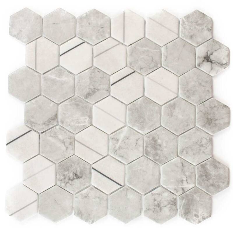 Eterna Hex 2x2 Glass Hexagon Mosaic Tile - Floor, Wall, Backsplash