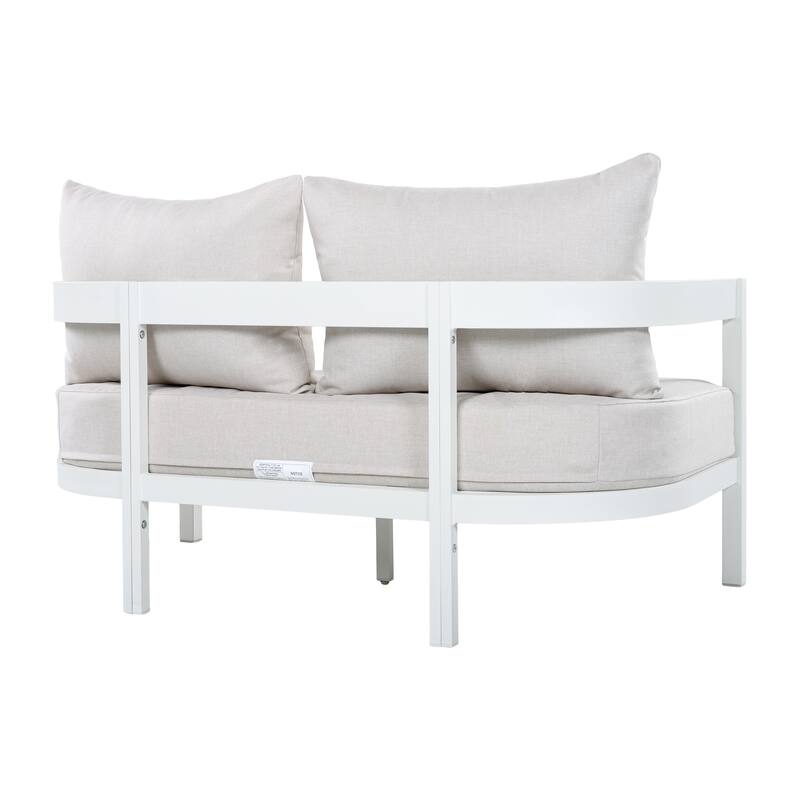 Christopher Knight Home - Modern 52.6" Outdoor Curved Back 2-Seater Loveseat with Aluminum Frame & Water-Resistant Cushions