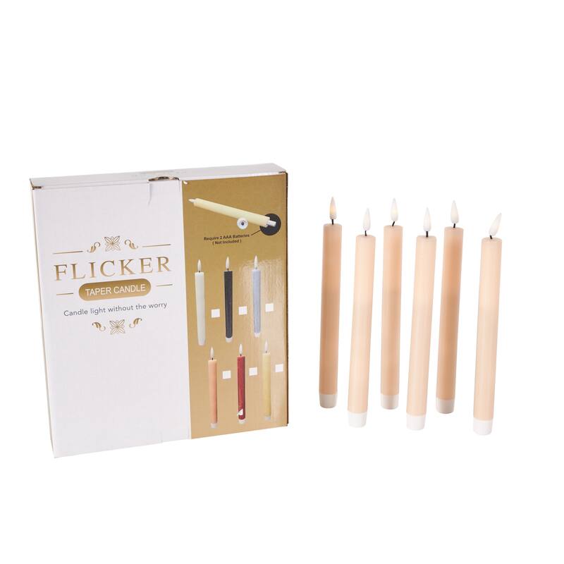 Wax Flameless Candle with Remote Control - Set of 6 Red, Black, White, Yellow, Blue or Pink - Roche River Decor - Pink