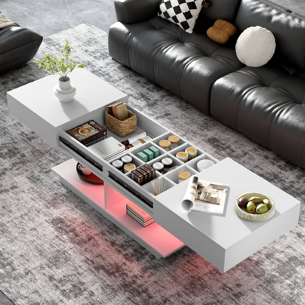 Multifunctional Adjustable Coffee Table with Hidden Storage Space