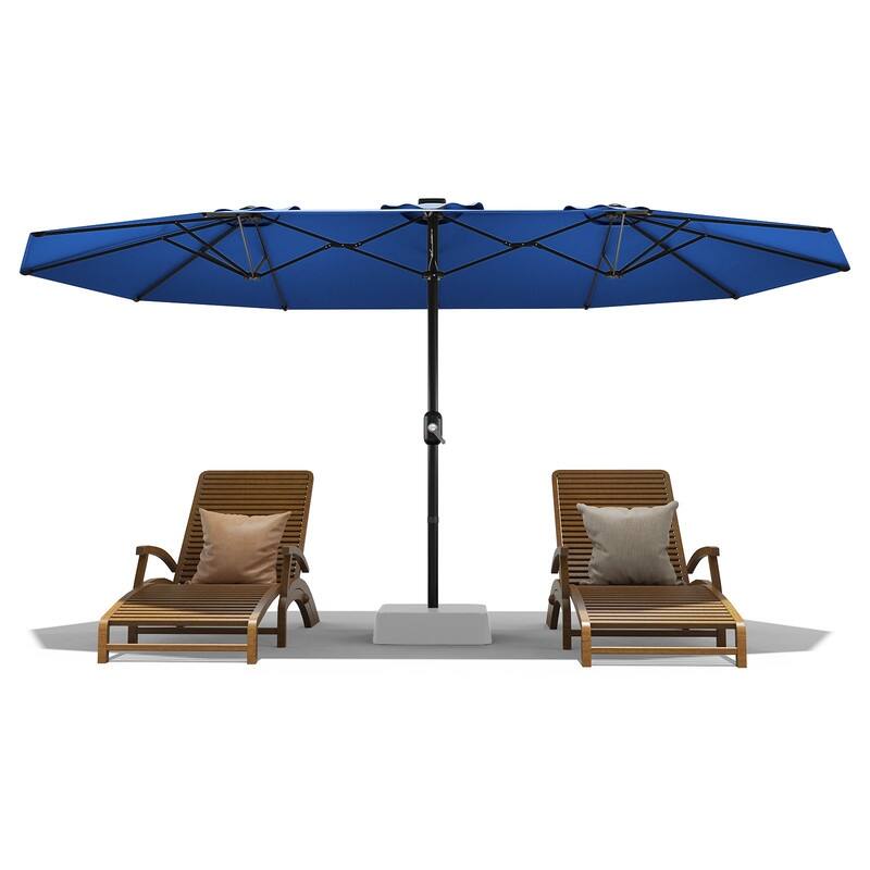 13ft Large Patio Umbrella, Double-Sided Outdoor Market Rectangle Umbrellas - Blue