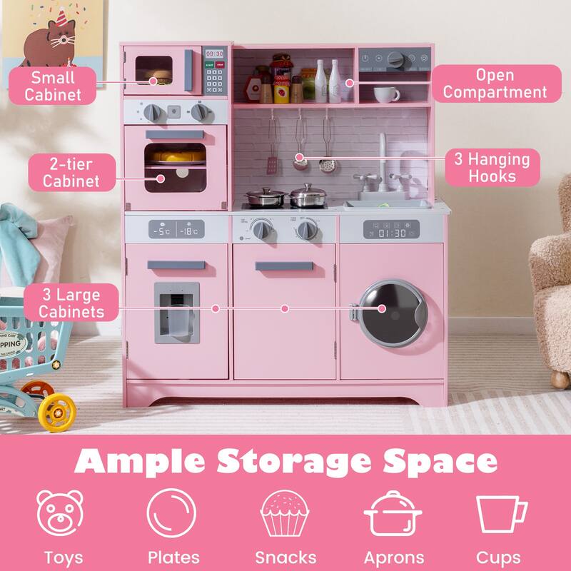 Gymax Kids Play Kitchen Toy Set w/ Water Dispenser Sink Faucet