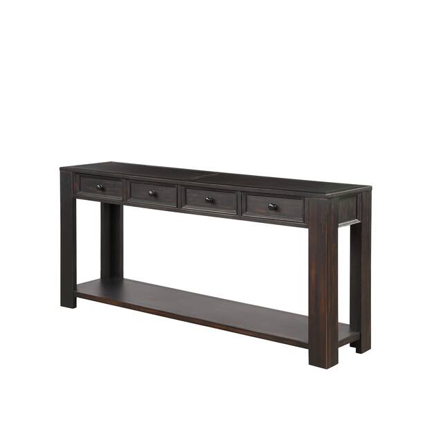 Console Table Sofa Table with Storage Drawers - Black