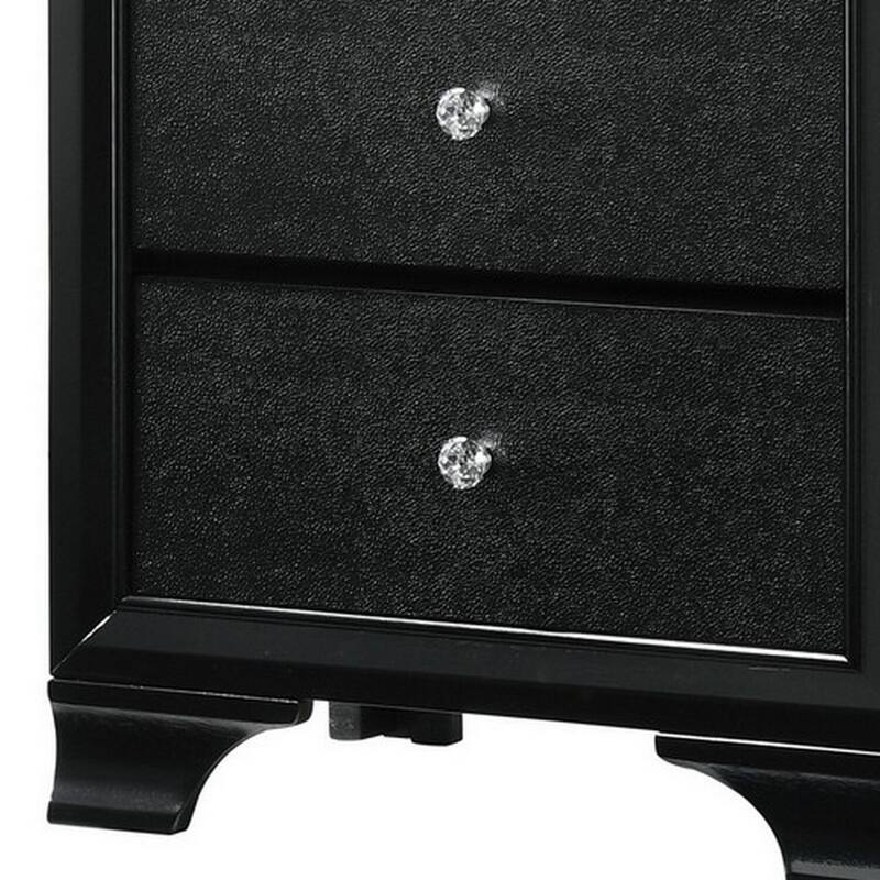 Black 2 Drawer 16.4 in. W Nightstand with Sturdy Drawer Pulls