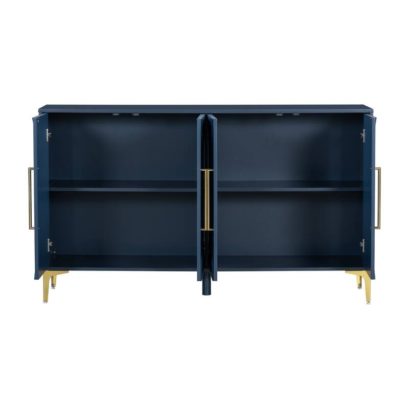 Artsy Contemporary Storage Cabinet with Adjustable Shelves, Two-Tone Design, and Durable MDF Build