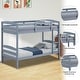 preview thumbnail 7 of 10, Grey Wood Twin Over Twin Bunk Bed with Staircase