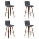 preview thumbnail 60 of 120, Skara Swivel Bar Stool, Upholstered Bar Height Chair with Bentwood Frame Set of 4 - Vintage Black Faux Leather & Walnut