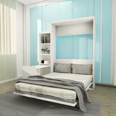 Queen Size Murphy Bed with Shelf and Drawers