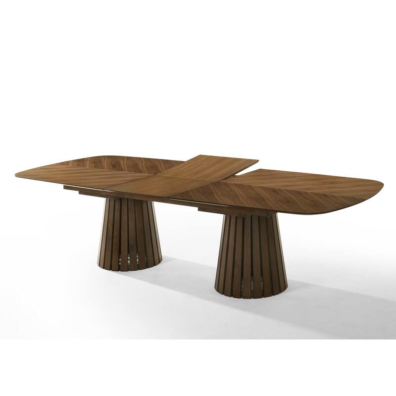Modrest Truman Mid-Century Modern Walnut Extendable Dining Table & 6 Chairs Set