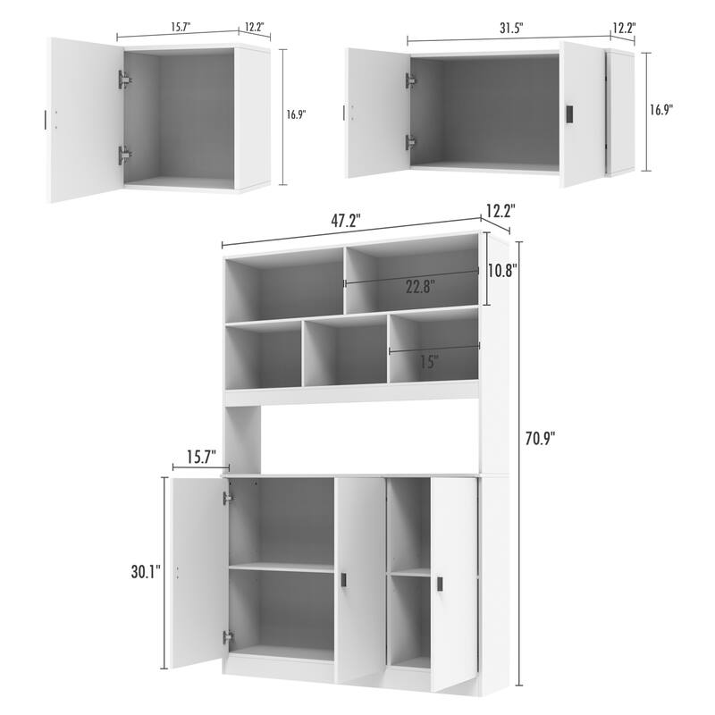 Timechee Combined Bookcase Kitchen Cabinet Media Cabinet Pantry