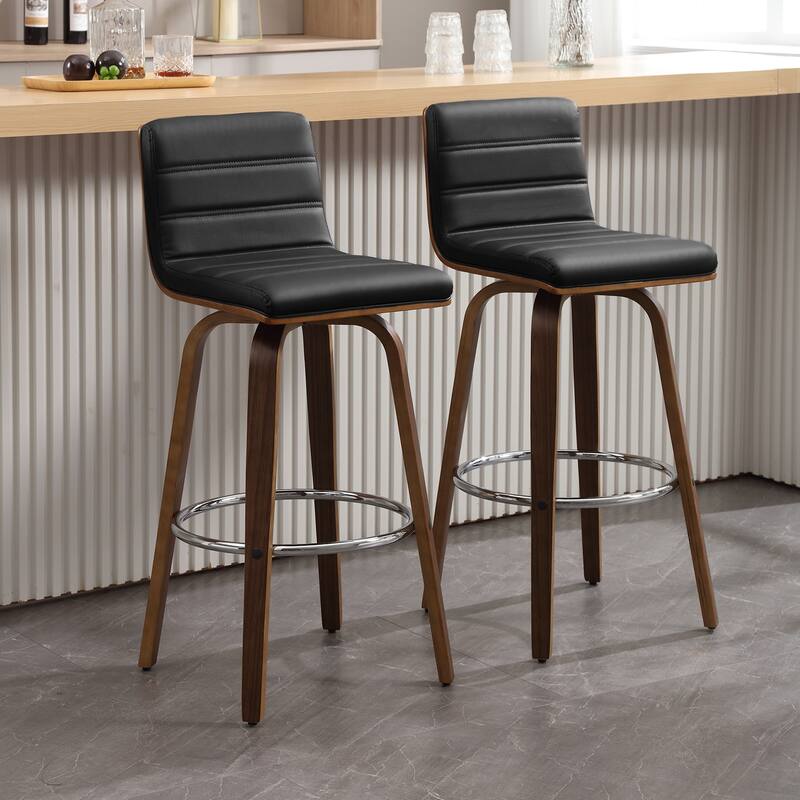 Faux Leather Upholstered Swivel Bar Stools, Counter Stool