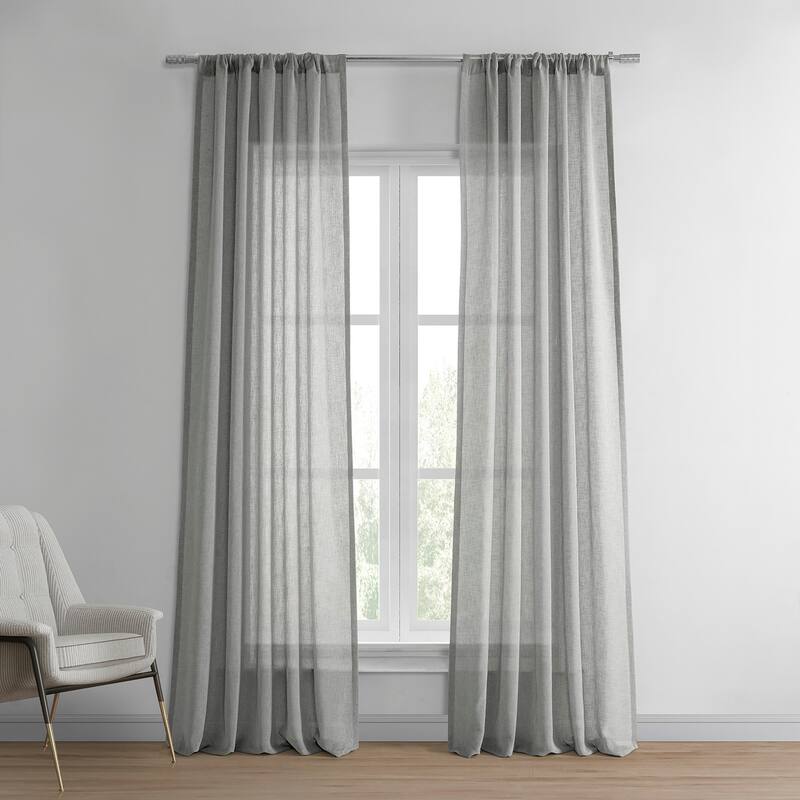 Exclusive Fabrics Solid Faux Linen Sheer Curtain (1 Panel) - 50 X 96 - Paris Grey