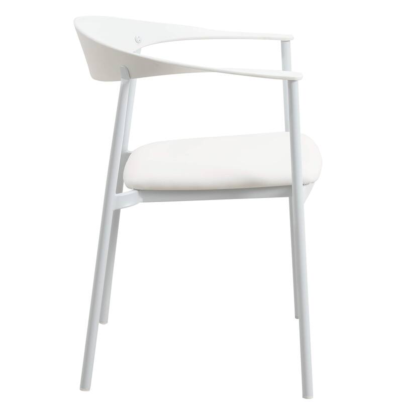 Kora Upholstered Faux Leather Dining Arm Chair with Powder Coated Steel Legs by LeisureMod
