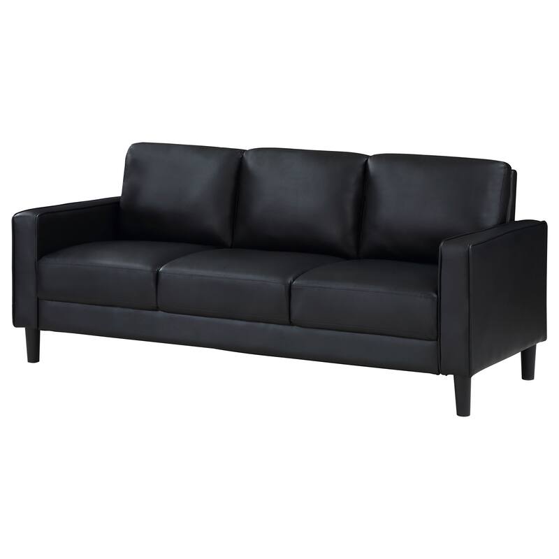 Ruth Modern Leatherette Upholstered Track Arm Sofa