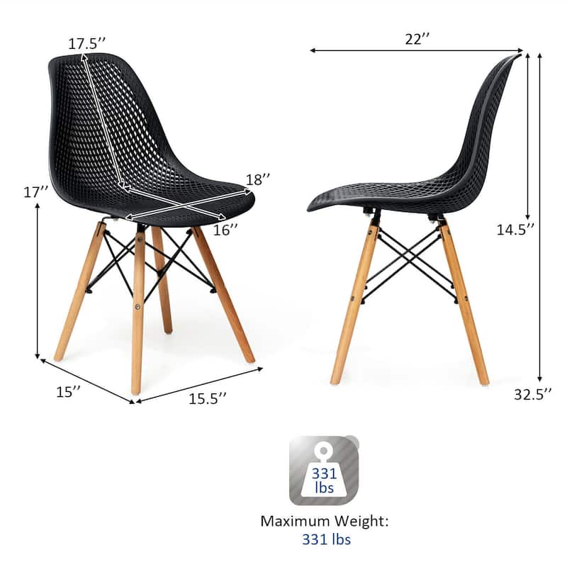 Gymax 2PCS Modern DSW Dining Chair Office Home w/ Mesh Design Wooden - See Details