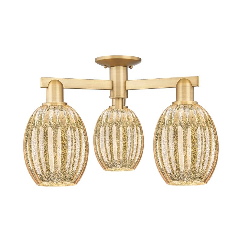 Innovations Lighting 716-3F-13-24 Preston Semi-Flush Preston 3 Light - Brushed Brass / Mercury