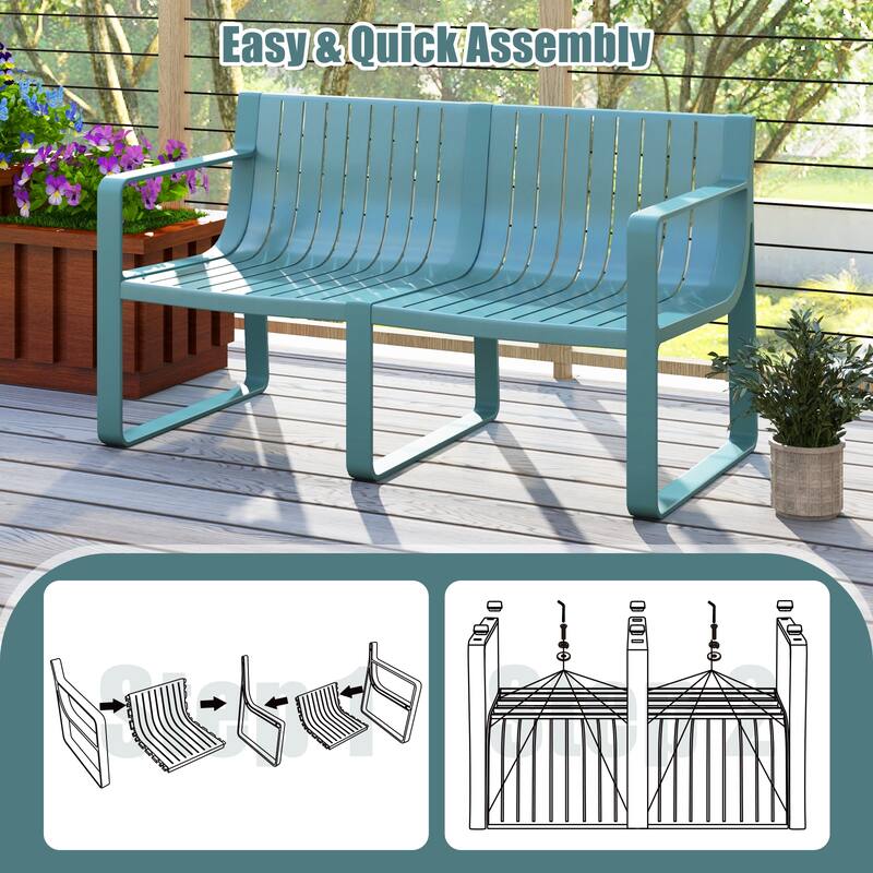 Gymax 3 PCS Patio Furniture Set w/1 Loveseat & 2 Side Tables