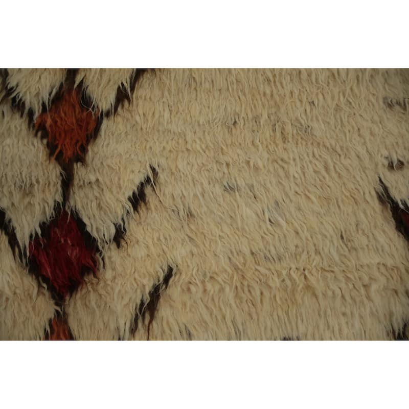 Hand Knotted Oriental 100% Wool Carpet Modern Tribal Beige & Ivories Moroccan Area Rug - 9' 6'' X 8' 3''