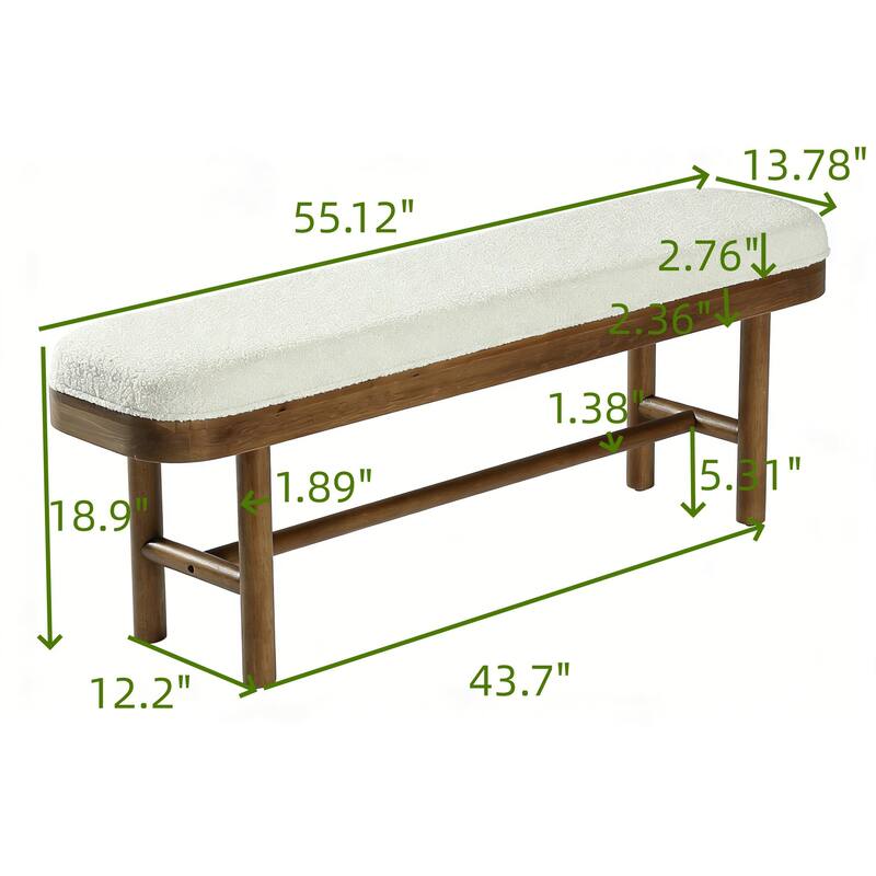 Solid Wood Shoe Bench with Removable Cushion for Entryway