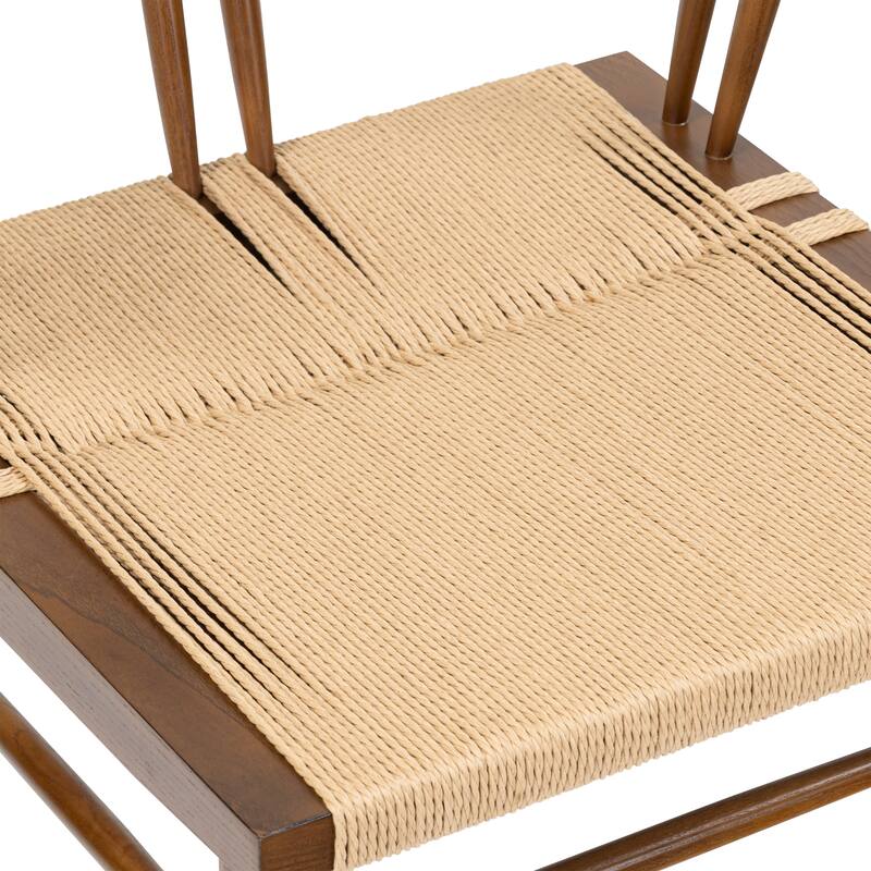 Poly & Bark Ferrara Dining Chair - Wood Frame with Handwoven Hemp Cord Seat